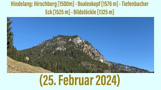 Hindelang Hirschberg  Boaleskopf  Tiefenbacher Eck 25 Februar 2024 ￼ [upl. by Rezal614]