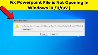 Fix Powerpoint File is Not Opening in Windows 10 1187  How To Solve cant open PPT powerpoint [upl. by Iroak295]