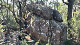 V7  Crimp Rail FA  The Bleachers  Grampians Bouldering [upl. by Frasquito379]