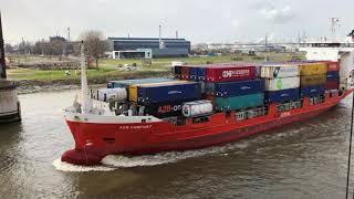 Passage container feeder A2B Comfort through Botlek bridge  March 26 2019 [upl. by Ynatirb177]