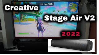 Creative Stage Air V2 Under the Monitor Speaker Bar Review  Indoors  Sound amp Game Play Test [upl. by Tirza]