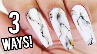 3 Ways To Make Realistic White Marble Nails With Gel Polish [upl. by Atiek39]