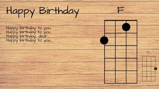 Happy birthday UKULELE TUTORIAL W LYRICS [upl. by Dorcy]