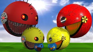 ROBOT PACMAN VS MS PACMAN VS PACMAN MONSTER IN POKEMON A NEW BATTLE BETWEEN ROBOTS [upl. by Norok]