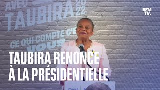 Christiane Taubira annonce mettre fin à sa campagne présidentielle faute de parrainages suffisants [upl. by Kela]