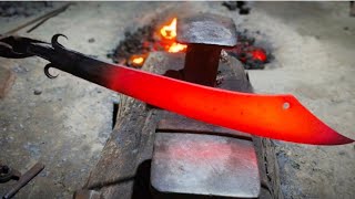 Knife Making  Forging a Super Sharp Machete Knife from Truck Spring leaf [upl. by Chandos]