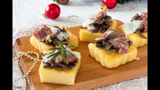 CROSTINI DI POLENTA CON SALSICCIA E FUNGHI [upl. by Duong]