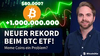 REKORD 1 Mrd Bitcoin ETF Zuflüsse an 1 Tag  Bullische Krypto News amp neue Kursziele [upl. by Kcyrred148]