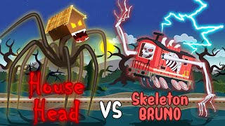 Skeleton Bruno VS House Head  Monster Battle soloanimation [upl. by Hanna]