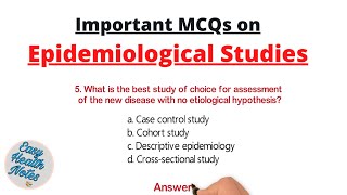 Epidemiological studies amp designs ।। Important MCQs with answers [upl. by Williamson]