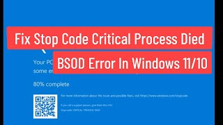 How to fix CRITICAL PROCESS DIED error in Windows 10 if nothing else worked [upl. by Esme]