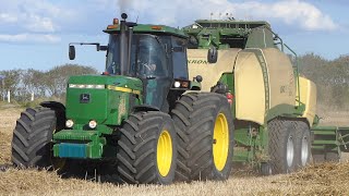 John Deere 4955 Going full hammer w Krone BigPack 4X4 Big Baler  BRUTE FORCE  PURE SOUND [upl. by Yuji927]