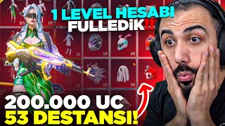 1 LEVEL HESABA 2 XSUİT VE 53 DESTANSI BİRDEN ÇIKARDIK TOPLAM 200000 UC REKOR  PUBG MOBILE [upl. by Janith]