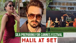 Sila Turkoglu Preparing for Cannes Festival Halil Ibrahim Ceyhan at Set [upl. by Alarise]