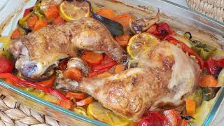 POLLO con VERDURAS al horno fácil ¡Rápido y Exquisito [upl. by Elocyn]