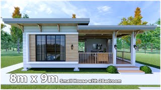 Small House Design  8m x 9m with2Bedroom Farm House [upl. by Angeli]