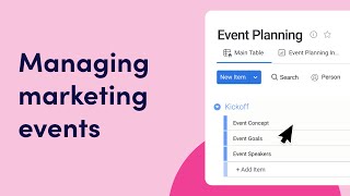 Managing marketing events  mondaycom tutorials [upl. by Oirobil698]