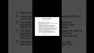 Right to education act 2009 RTE B Ed notes HPTET ctet pupilteacherspsychology notes [upl. by Limbert]