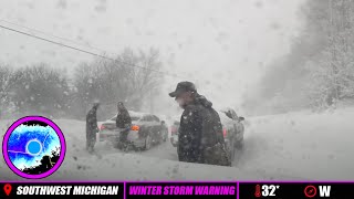 Live SW Michigan Winter Storm Warning  Lake Effect Snow Coverage [upl. by Nivat]