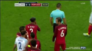 Bruno Alves KUNG FU KICKS Harry Kane In The Head  RED CARD  England vs Portugal 10 2016 [upl. by Hepsibah]