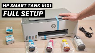 Full Setup of the HP Smart Tank 5101 Printer Install Ink Print Heads Connect Print and Scan [upl. by Emery795]