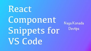 React Code Snippts plugin for VSCode  Tips  020 [upl. by Craggie]