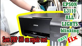 EPSON L3110 ALL LIGHTS BLINKING  PAPER JAM EASY FIX [upl. by Ahseeyt157]