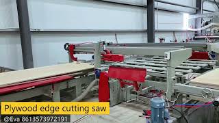 Full automatic plywood edge cutting saw We end maker for plywood machine [upl. by Stoffel945]