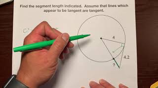 Finding Segment Lengths in Circles given a tangent line and radius [upl. by Matthieu]