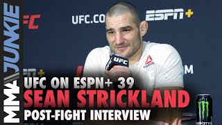 Sean Strickland details incage trash talk in win  UFC on ESPN 39 postfight interview [upl. by Inig658]