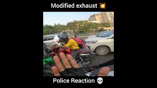 Modified exhaust on police reaction 😱 bikerboydipu shorts [upl. by Ynamad]