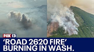 Wildfire burning on Mt Jupiter along Hood Canal [upl. by Hannis667]