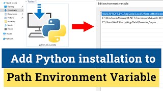 How to Add Python Installation location to Path Environment Variable in Windows Laptop Computer [upl. by Agostino]