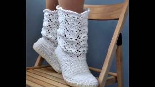 Botas Mujer Tejida a Crochet Ganchillo [upl. by Hanser]