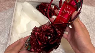 Unboxing🎁 Christian Louboutin heels Flora Queen 100mm🌹 [upl. by Moriah]