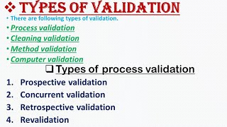 Validation in pharmaceutical industry l Types of validation in hindil Impotance of validation hindi [upl. by Ahsikar]