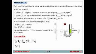 mécanique des fluides  exercice 3  statique des fluides [upl. by Aitel]