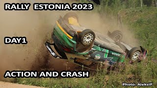 Rally Estonia 2023 Day1 ACTION and CRASH MBulacia from Shakedown and ELindholm from SS1 [upl. by Zobias]