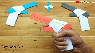 How to Make Paper Toy Gun That Go Very Fast  DIY New Model Rubber Band Gun  Easy Paper Toy Ideas [upl. by Ree460]