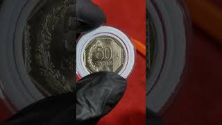 Moneda 50 céntimos 2024 con superficie rugosa coin monedas coleccion numismatica [upl. by Ramaj]