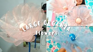 How to make a Large Organza Flower  tutorial for beginners  Step by step [upl. by Matheson230]