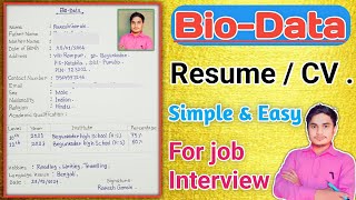 Biodata format  How to write biodataResume  Biodata kaise banaye  rktutorno1 [upl. by Lash]