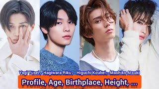 Hagiwara Riku，Yagi Yusei， Higuchi Kouhei，Mashiko Atsuki  Profile Age Birthplace Height [upl. by Lerrud]