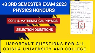 3 3rd semester mathematical physics core5 important questions for utkal University [upl. by Rema]