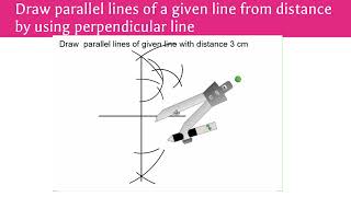 construction of parallel lines of a given line from a given distance by using perpendicular bisector [upl. by Ellerd]