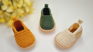 ALPARGATA DE CROCHÊ FÁCIL PARA BEBÊ  9 cm 1 a 3 meses crochetbabyshoes [upl. by Levy]