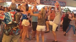 Dancing to YMCA on Fremont Street Downtown Las Vegas [upl. by Anwahsak]