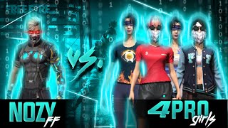 NOZY 👑⚔️ vs 4 TRYHARDS GIRL💗  Free Fire 1vs4 Gameplay 😳 [upl. by Firooc]