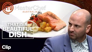 A Beautiful Confit Salmon  MasterChef Australia  MasterChef World [upl. by Etnahc]