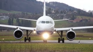 Spectacular Airbus A320 landing amp take off at Airport BernBelp [upl. by Artsa]